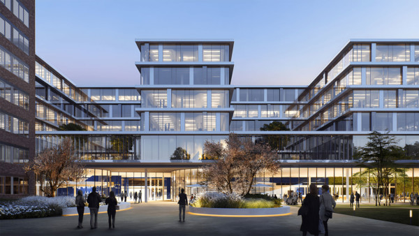 Visualisierung des Neubaus Beiersdorf AG Headquarters in Hamburg.