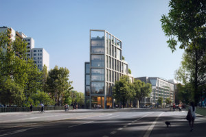 Außenvisualisierung des Neubaus der Unternehmenszentrale von Berlin Hyp