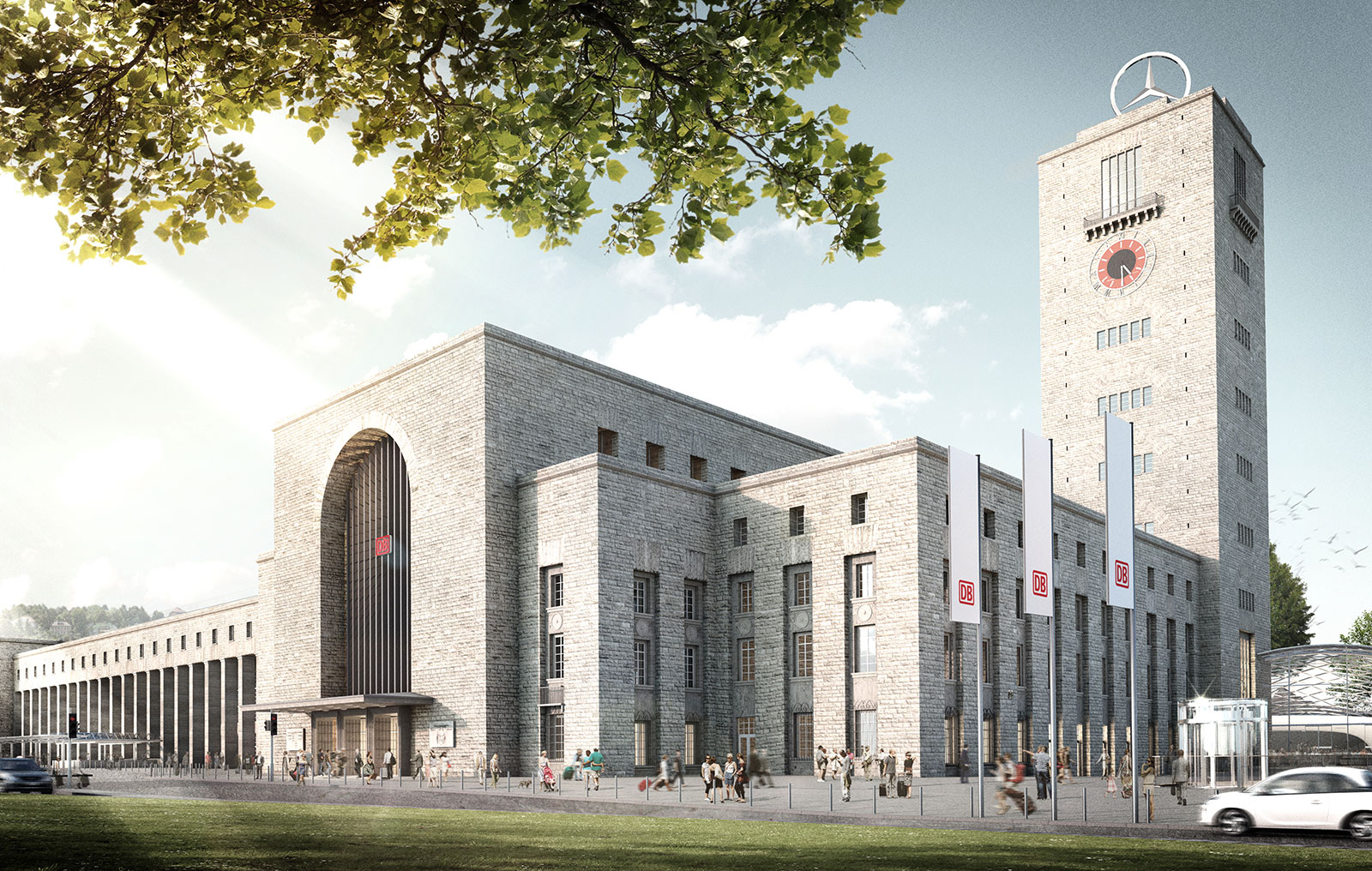 Visualisierung vom Bonatzbau am Hauptbahnhof Stuttgart nach der Modernisierung