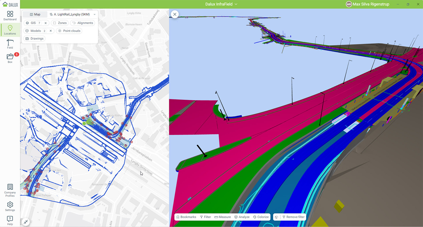 Screenshot vom neuen InfraField von Dalux.