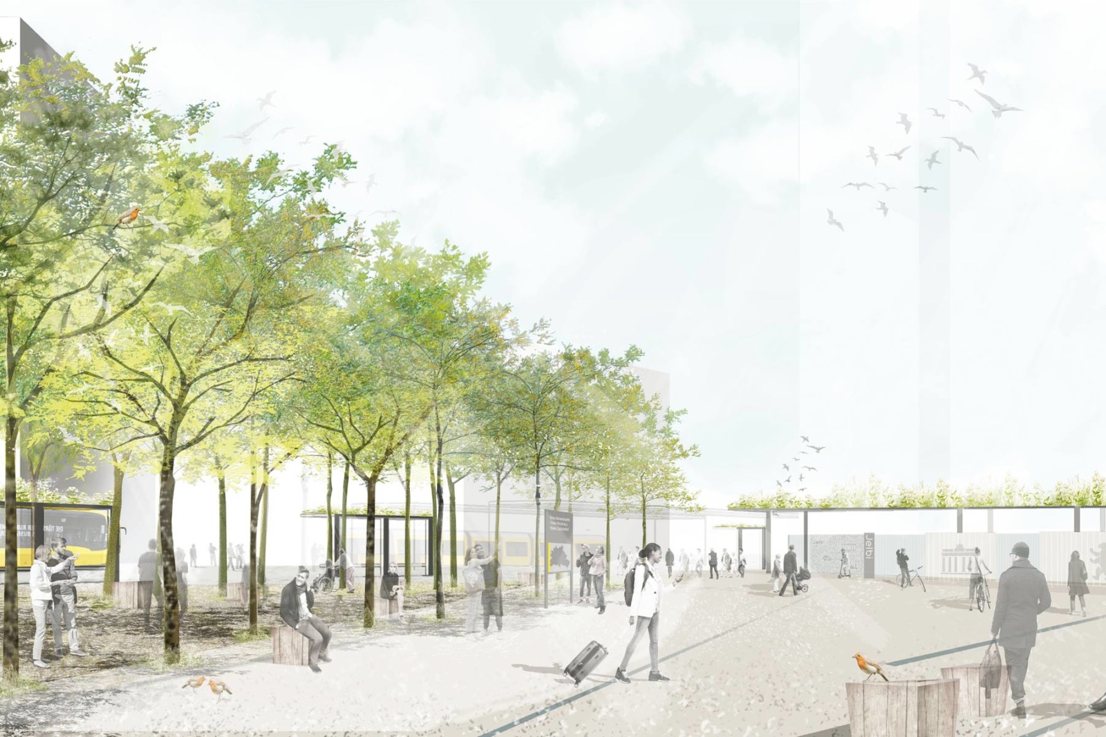 Eine Visualisierung zeigt den Europaplatz Süd am Hauptbahnhof Berlin nach dem geplanten Umbau.