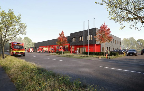 Außenvisualisierung der neuen Feuerwache für die Feuerwehr in Zeven