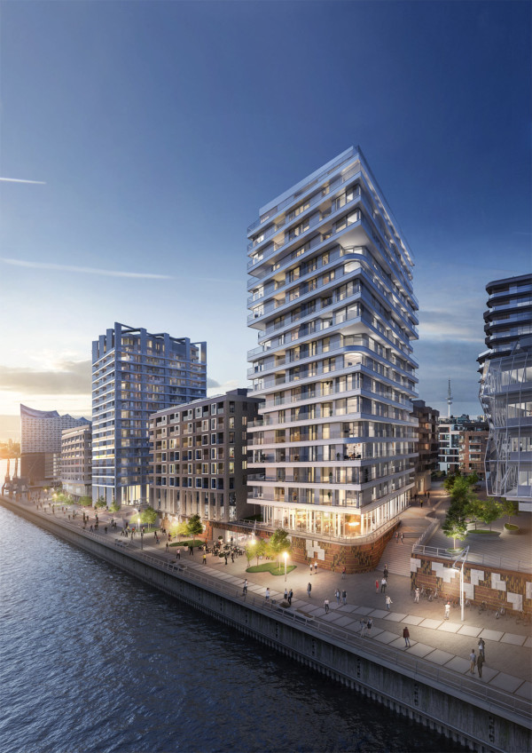 Visualisierung des FiftyNine am Strandkai Hamburg.