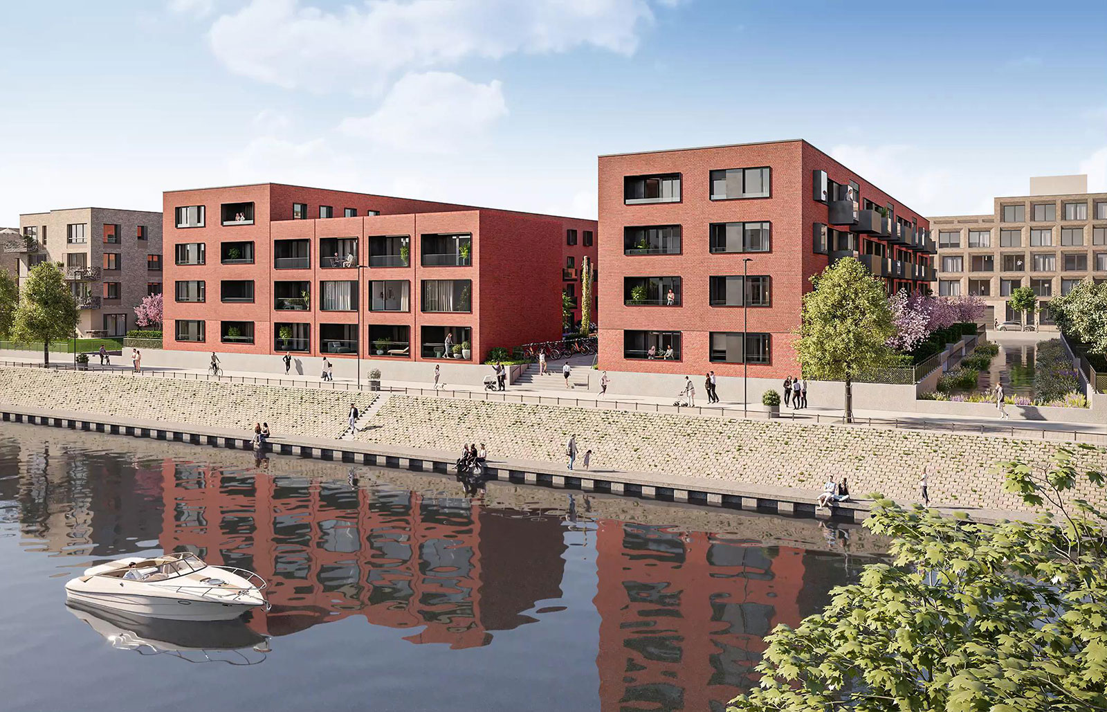 Flößerhof Mainz: Visualisierung der neuen Wohngebäude.