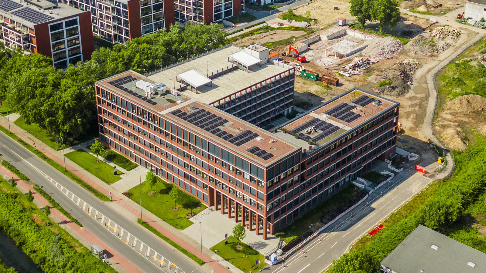 Luftaufnahme des realisierten Bauprojekts Forum in Bremen