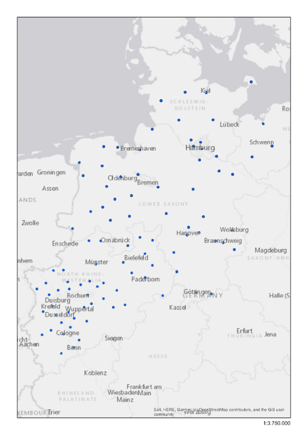 Standorte der neuen Ladpunkte im Schnellladenetz von HOCHTIEF und EWE Go.