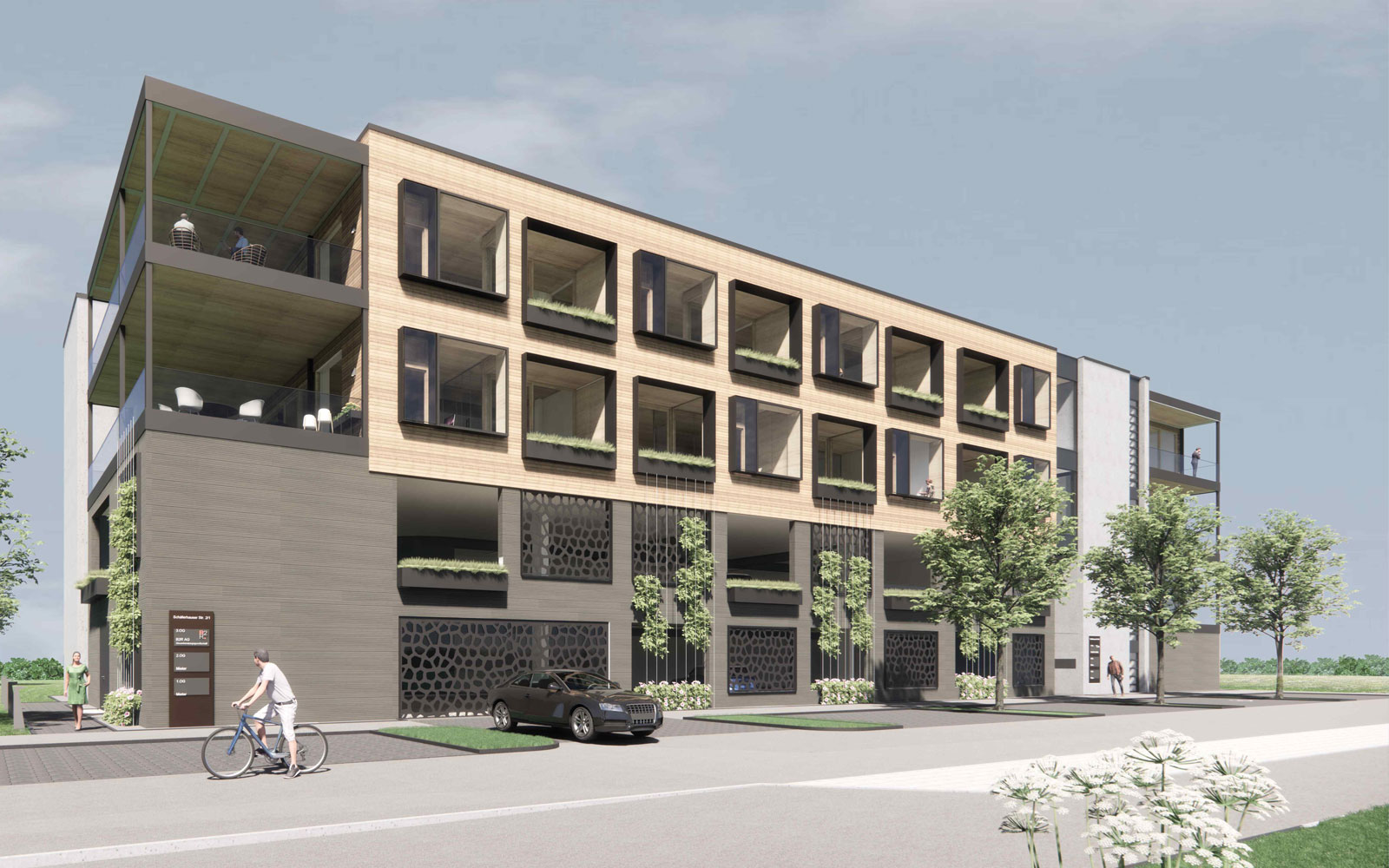 Visualisierung des HOS Bürogebäudes im Otto-Quartier Wendlingen