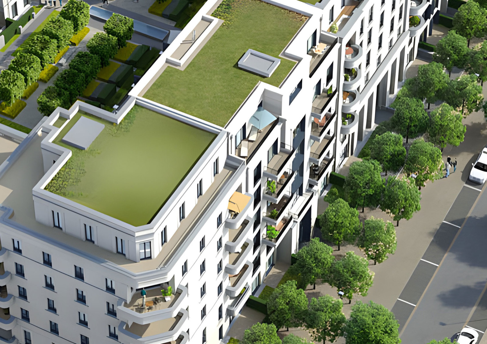 Visualisierung des Wohnviertels "le flair" in Düsseldorf gestaltet in Partnerschaft mit der ISRW Klapdor GmbH.