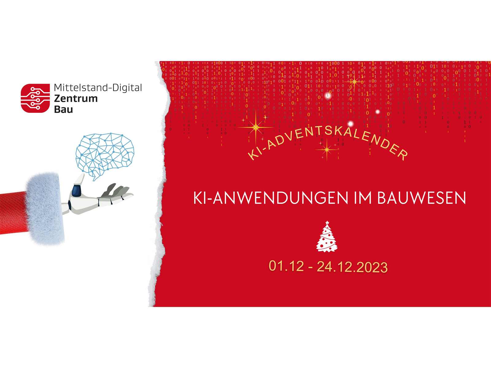 KI-Adventskalender vom Mittelstand-Digital Zentrum Bau zum Thema "KI im Bauwesen".