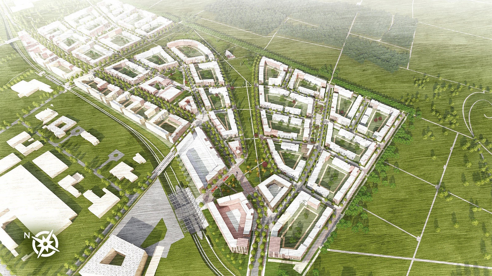 Visualisierung Aufsicht des gesamten Projekts Kronsrode Nord, Mitte und Süd