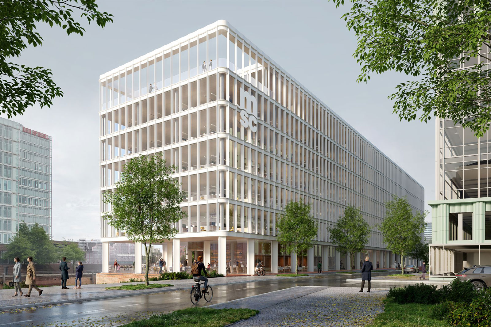 Visualisierung des neubaus der MSC Deutschlandzentrale in Hamburg