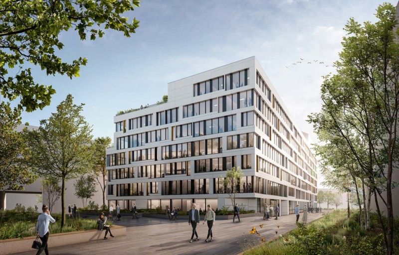 Visualisierung eines Gebäudes des Bauprojekts Oststern Ost an der Hanauer Landstraße in Frankfurt.
