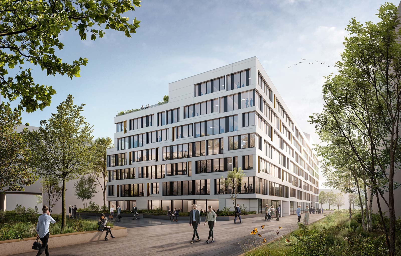 Visualisierung eines Gebäudes des Bauprojekts Oststern Ost an der Hanauer Landstraße in Frankfurt.