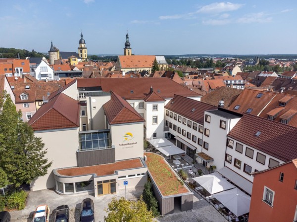 Luftbild des Schwalbenhofs in Kitzingen.