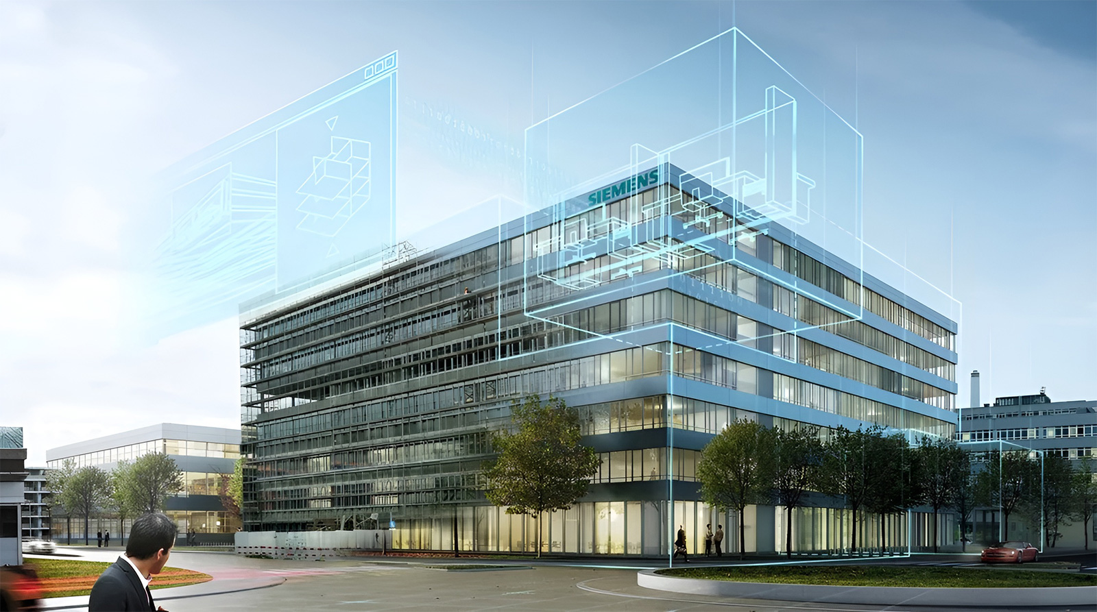 Visualisierung eines Gebäudes der Siemens AG.