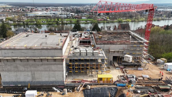 Baustellenfoto vom Neubau des Staatsarchivs in Kitzingen