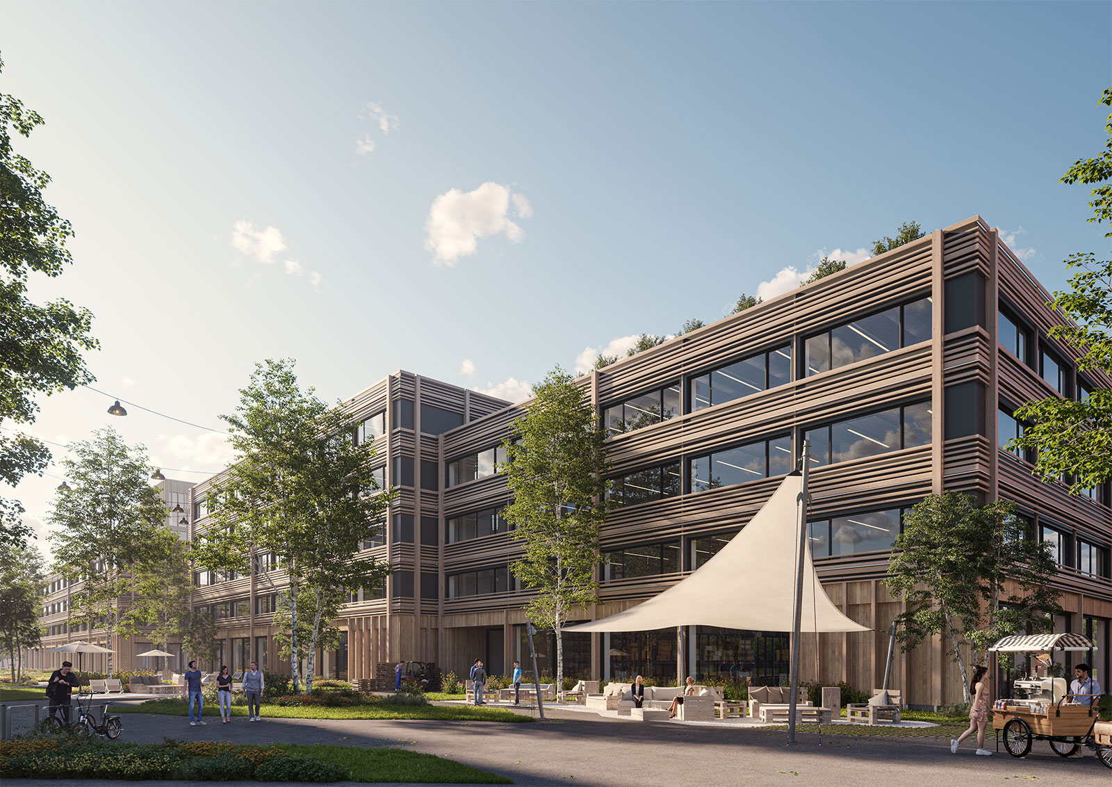 Visualisierung des Neubaus Timber Factory in München