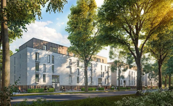 Visualisierung: 3 Häuser des Neubaus in der Verweyenstraße Düsseldorf.