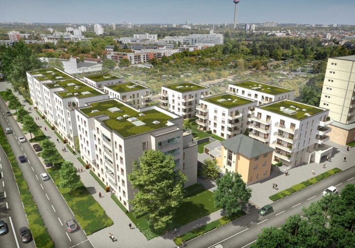 Visualisierung des Vido in Frankfurt: Mehrere 4-stöckige