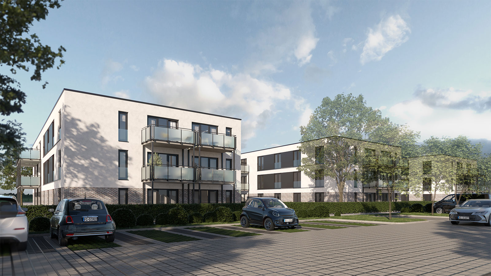 Visualisierung der 3 neuen Wohnhäuser in der Von-Stauffenberg-Straße Dormagen
